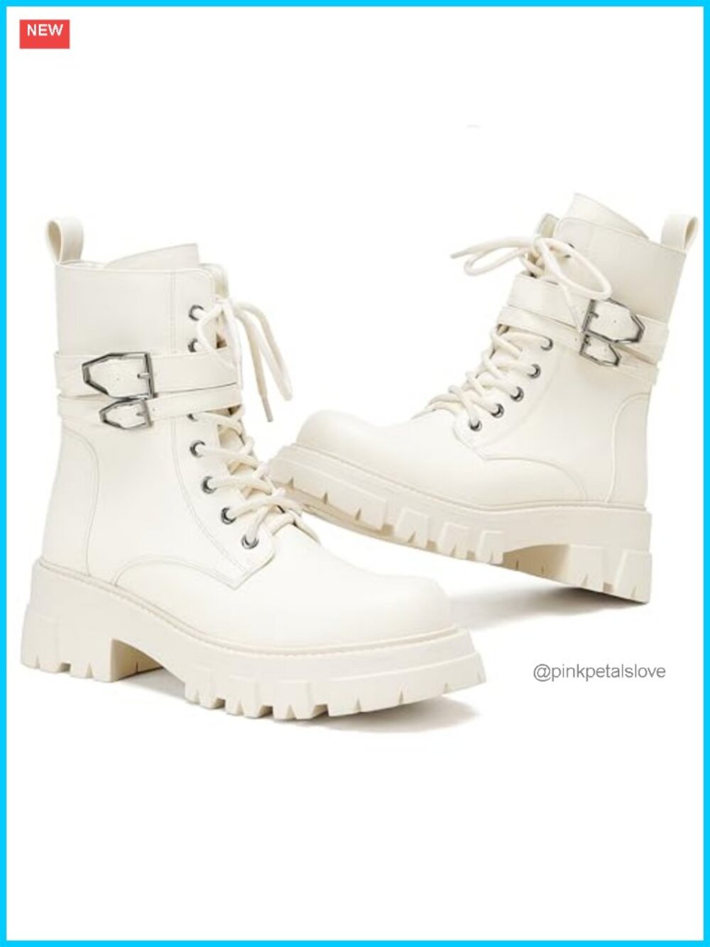 Women's Combat Boots Vegan Leather Ankle Booties Lug Sole Biker